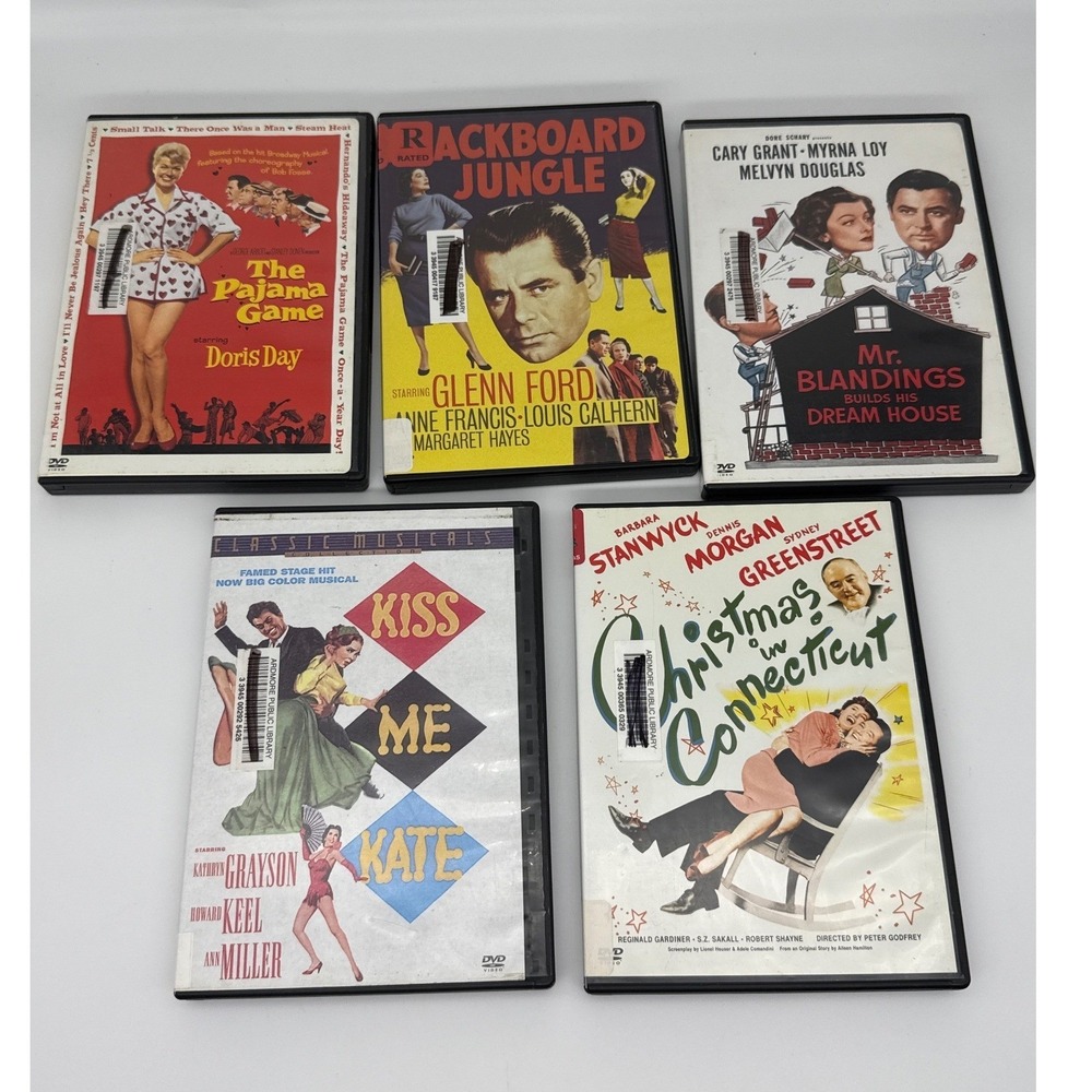 Classic Movie DVD Lot Christmas in Connecticut Pajama Game Blackboard Jungle 5pk